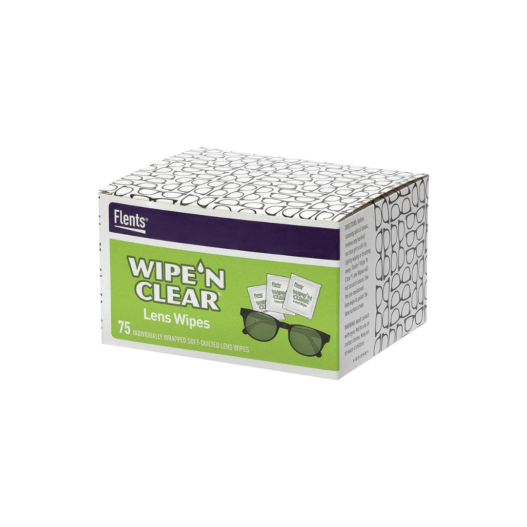 Wipe'N Clear Lens Wipes by Flents, 100 Lens Cleaning Wipes, Anti-Streak &  Fast Drying, 5x6,100 Count